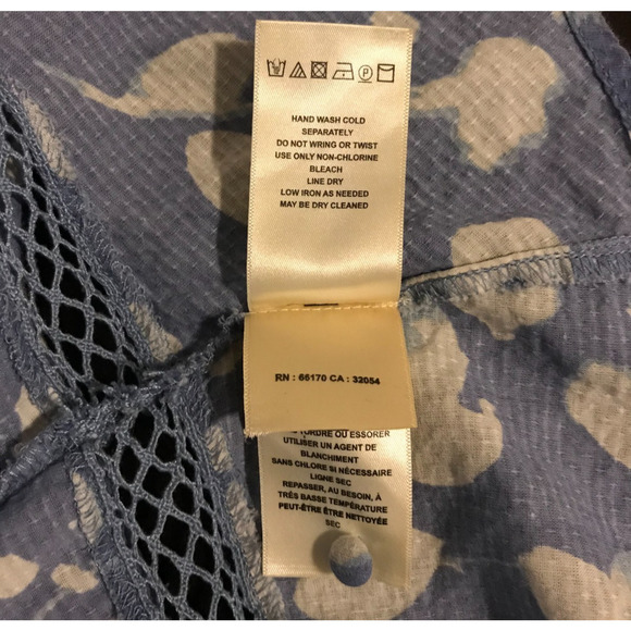 Anthropologie Vanessa Virginia Marisa Blue Sleeveless Floral Top - Size 4 - Picture 9 of 11